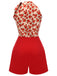 Tuta corta patchwork in pizzo Crimson Rose anni '50