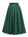Gonna plissettate tinta unita verde anni '50
