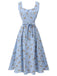 Abito plaid a rosa lacci fiocco blu anni '40