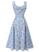 Abito plaid a rosa lacci fiocco blu anni '40