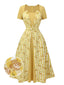 Abito raglan a rosé plaid giallo anni '50