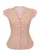 Camicetta a pois con maniche a palloncino rosso anni '50