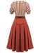 2PCS camicetta a righe e gonna rosso arancione anni '50