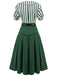 2PCS camicetta a righe e gonna rosso arancione anni '50