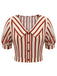2PCS camicetta a righe e gonna rosso arancione anni '50