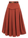 2PCS camicetta a righe e gonna rosso arancione anni '50