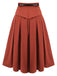 2PCS camicetta a righe e gonna rosso arancione anni '50