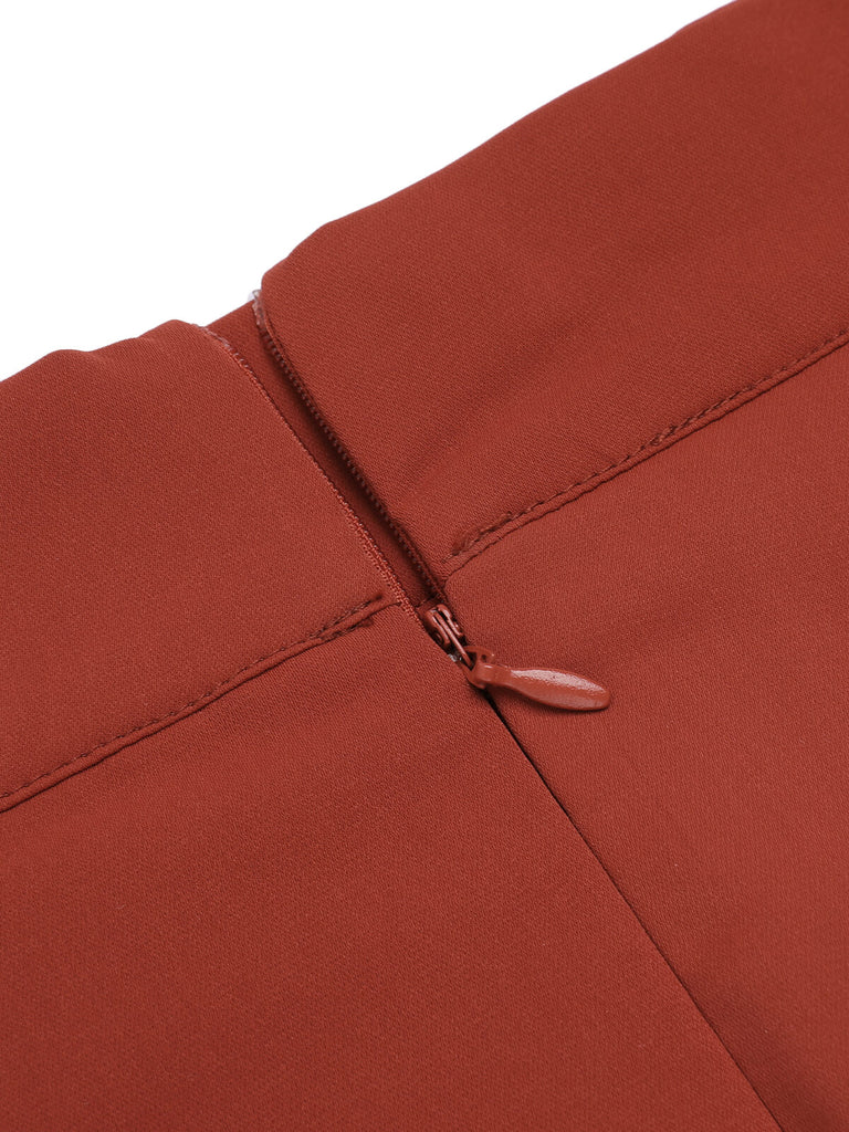 2PCS camicetta a righe e gonna rosso arancione anni '50