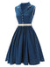 Abito senza maniche con revers blu navy anni '60