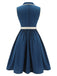 Abito senza maniche con revers blu navy anni '60
