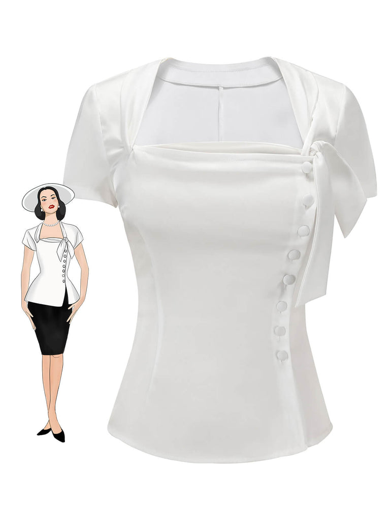 Camicetta con bottoni bianco anni '50