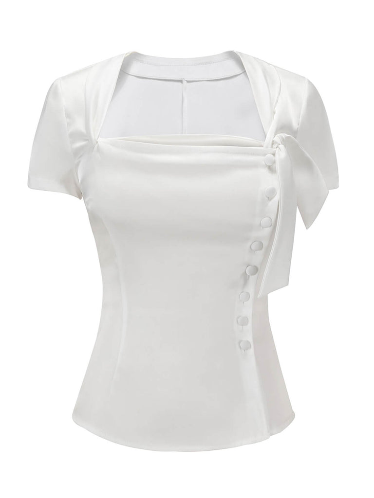 Camicetta con bottoni bianco anni '50