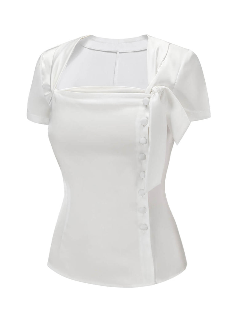 Camicetta con bottoni bianco anni '50
