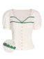 Camicetta in pizzo con maniche a sbuffo beige anni '50