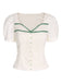 Camicetta in pizzo con maniche a sbuffo beige anni '50