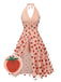 2PCS Tuta corta scollo a V e gonna a ombrello rosa anni '50