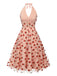 2PCS Tuta corta scollo a V e gonna a ombrello rosa anni '50