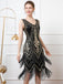 Abito senza maniche scollo a V paillettes nappe anni '20