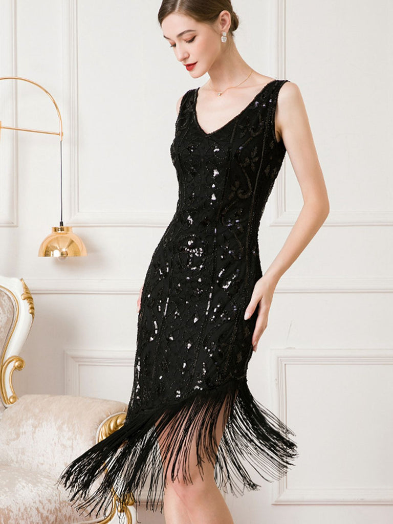 Abito Gatsby  paillettes nappe orlo obliquo anni '20