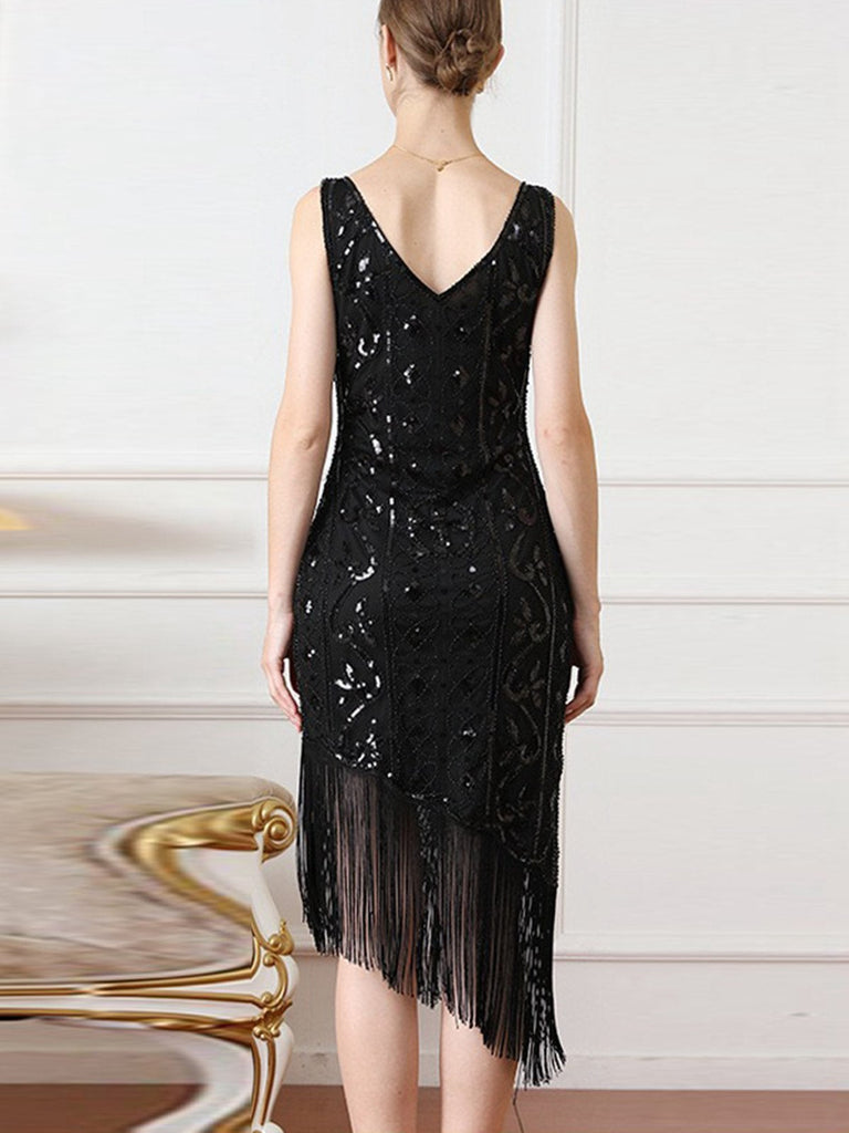 Abito Gatsby  paillettes nappe orlo obliquo anni '20