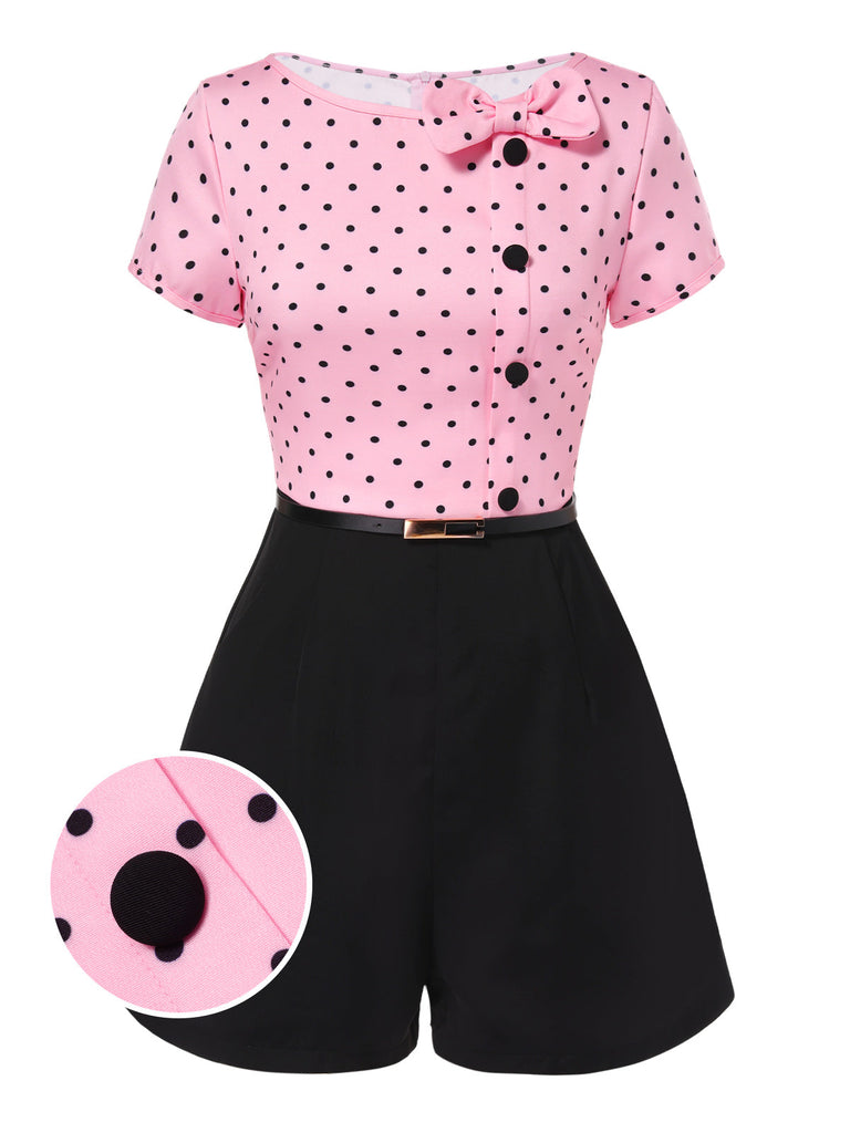 [Prevendita] Tuta corta fiocco a pois Rosa anni '50