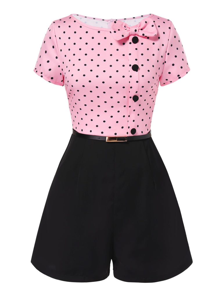 [Prevendita] Tuta corta fiocco a pois Rosa anni '50