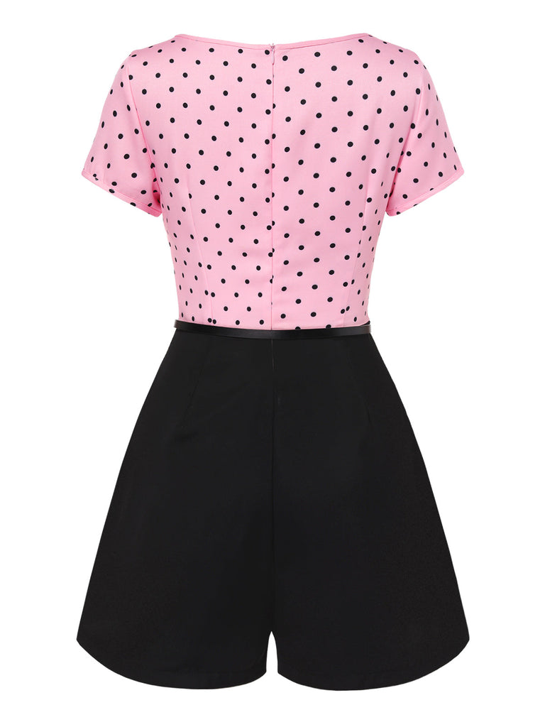 [Prevendita] Tuta corta fiocco a pois Rosa anni '50