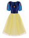 Abito stile Biancaneve in rete blu anni '40