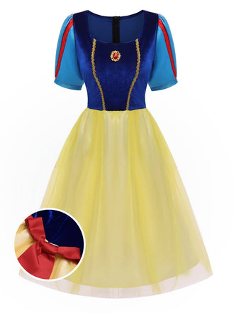 Abito stile Biancaneve in rete blu anni '40