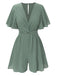 Tuta corta in cotone e maniche a balze scollo a V verde anni '50