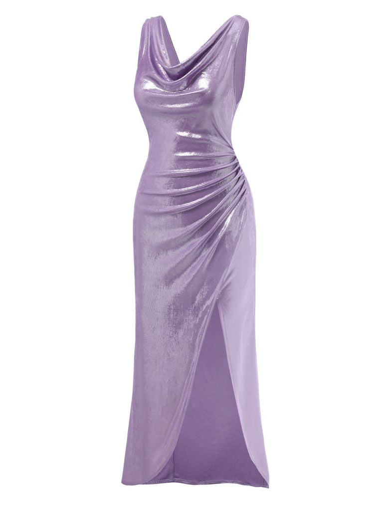 Abito perlato con spacco alto lavanda anni '60