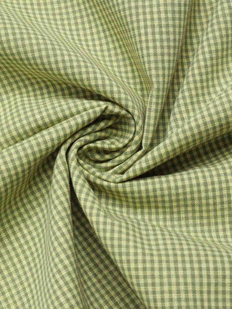 Abito patchwork in cotone plaid e pizzo verde anni '40