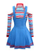 2PCS Top a righe di Chucky e abito spalline Halloween anni '60