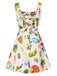 Abito frutta tropicali spalline larghe multicolore anni '60