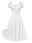 Abito in pizzo ricamato in cotone bianco anni '40