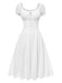 Abito in pizzo ricamato in cotone bianco anni '40