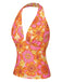 2PCS Top scollo all'americana floreale e gonna anni '60