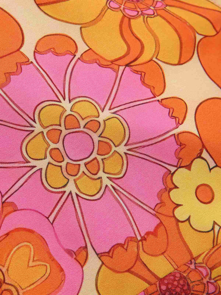 2PCS Top scollo all'americana floreale e gonna anni '60