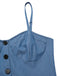 Abito in denim a pois e rete patchwork blu anni '50