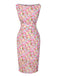 Abito aderente floreale rosa anni '60