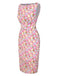 Abito aderente floreale rosa anni '60