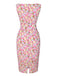 Abito aderente floreale rosa anni '60