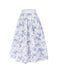 Gonna floreale in porcellana blu e bianco anni '50