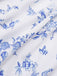 Gonna floreale in porcellana blu e bianco anni '50