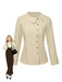 Camicetta in cotone con bottoni color crema anni '30