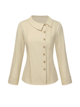 Camicetta in cotone con bottoni color crema anni '30