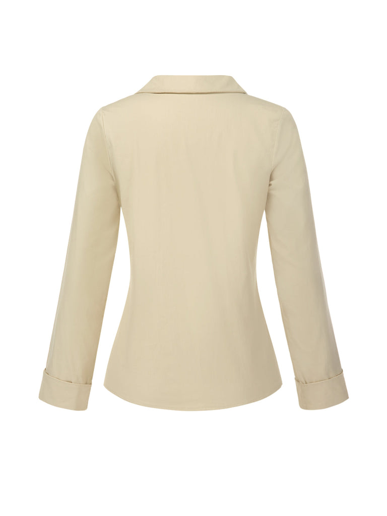 Camicetta in cotone con bottoni color crema anni '30