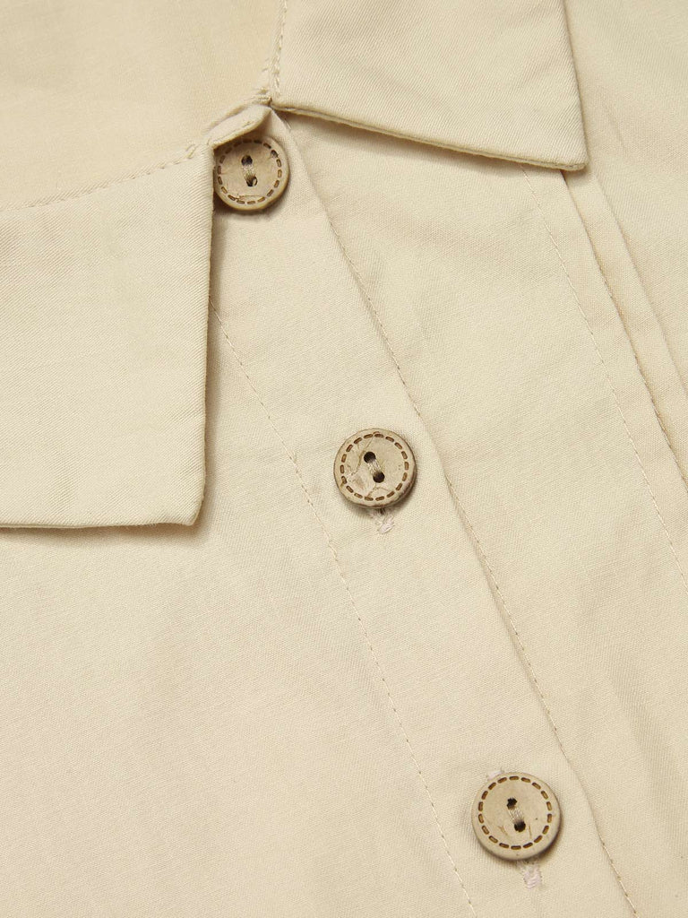 Camicetta in cotone con bottoni color crema anni '30
