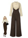 2PCS Camicetta in cotone e pantaloni con bretelle anni '30