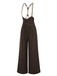 Pantaloni con bretelle e bottoni marrone scuro anni '50